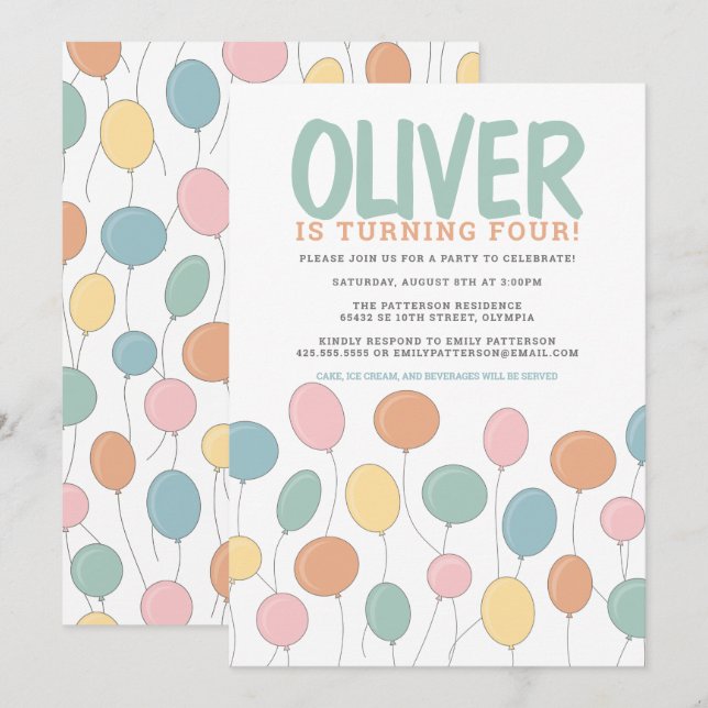 Bubblor - inbjudan på födelsedagen (Fram/baksida)