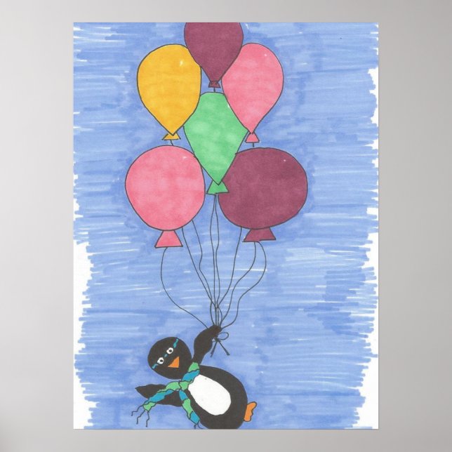 Bubblor med Penguin Art Poster Skriv ut (Framsidan)