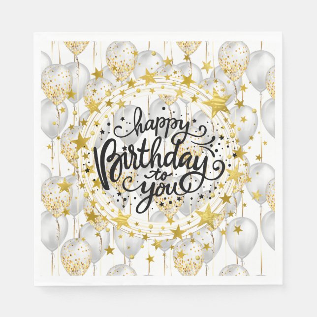 Bubblor Napkins grattis på födelsedagen Party Pappersservett (Framsidan)