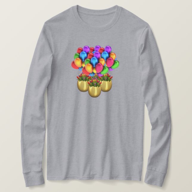 Bubblor och blommor Dam Långärmad TShirt T Shirt (Design framsida)