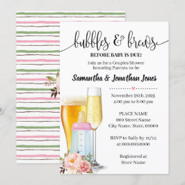 Bubblor och bröder före rosa babydusch i baby inbjudningar