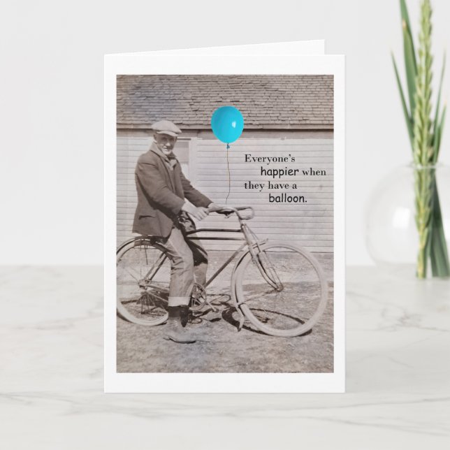 Bubblor och ett bike, humoriserat anteckningskort (Framsida)