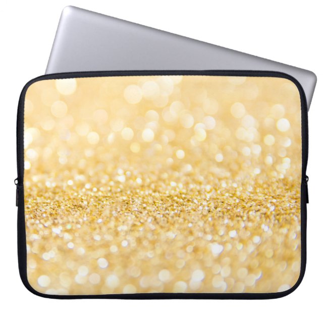 Bubblor och Glitter i guld Laptop Fodral (Framsidan)