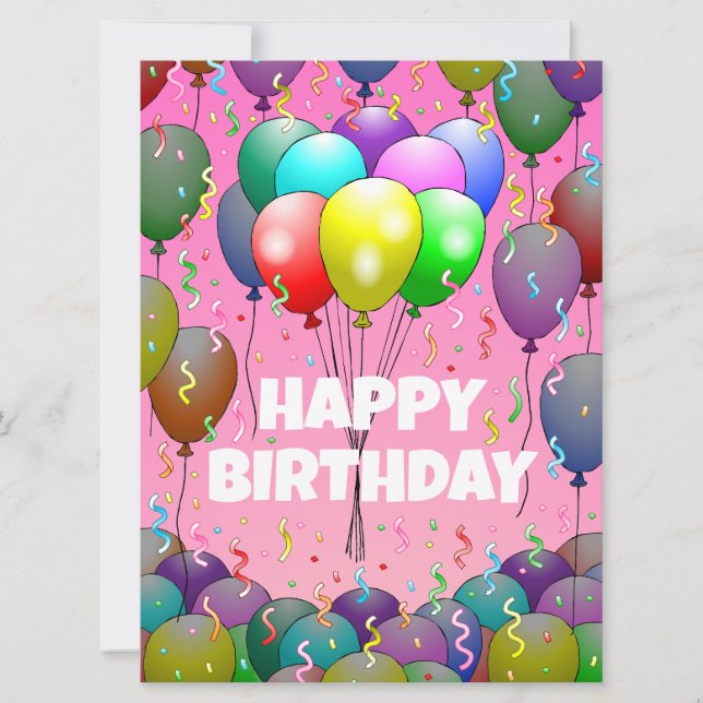 Bubblor och konfetti-födelsedagskort kort (Framsida)