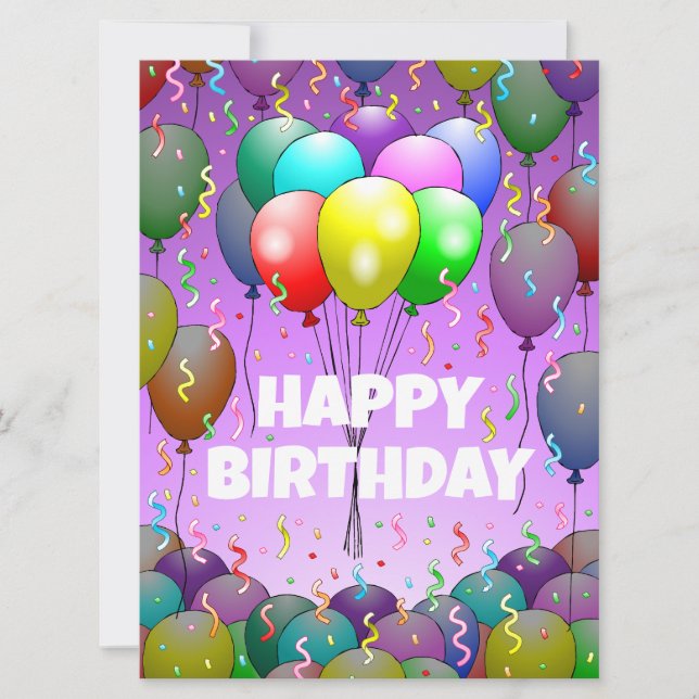 Bubblor och konfetti-födelsedagskort kort (Framsida)