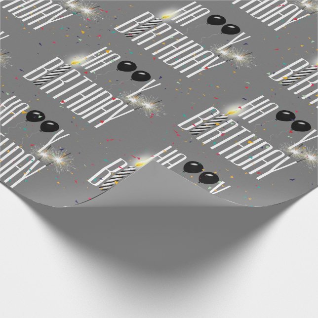 Bubblor och konfetti grattis på födelsedagen presentpapper (Hörn)