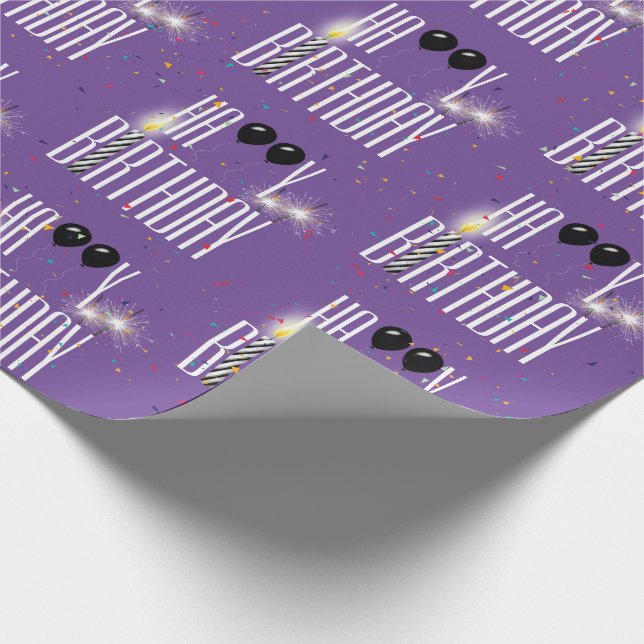 Bubblor och konfetti grattis på födelsedagen presentpapper (Hörn)