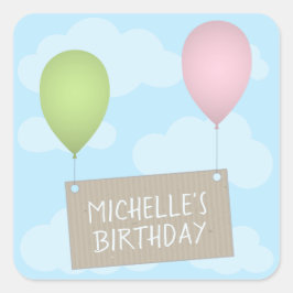 Bubblor och Märkre Birthday Sticker Fyrkantigt Klistermärke