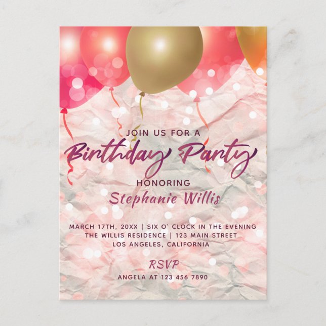 Bubblor och miniatyrdiagram på Papper Födelsedagsf Vykort (Framsida)