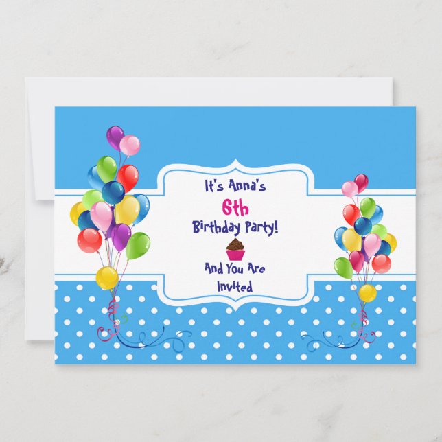 Bubblor och prickar Barnets Födelsedagsfest inbjud Inbjudningar (Framsida)