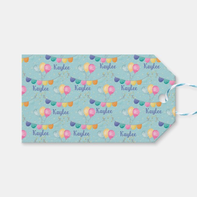 Bubblor och stjärnor på Blue Presentetikett (Framsidan (Horisontell))