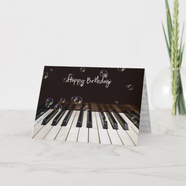 Bubblor på Piano Birthday Card Kort (Framsida)