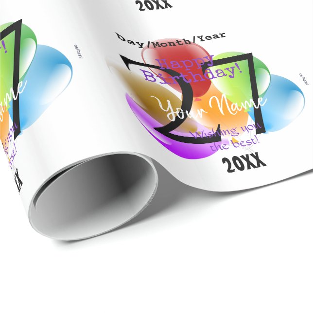 Bubblor Personlig Birthday Gift Wrap Presentpapper (Rullad Hörn)