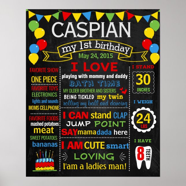 Bubblor poster 233 för första födelsedag (Framsidan)