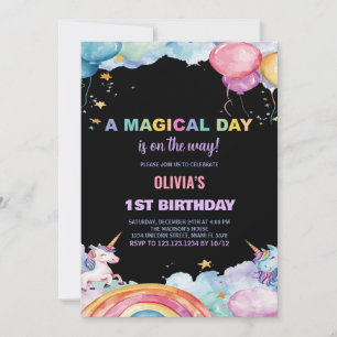 Bubblor Rainbow Unicorn Birthday-inbjudningar Inbjudningar