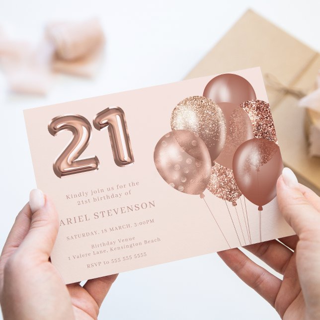 Bubblor ro 21:a födelsedag Party Inbjudningar (Skapare uppladdad)