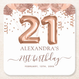 Bubblor ro 21:a födelsedag Party Underlägg Papper Kvadrat