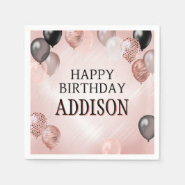 Bubblor Ro Guld vid födelsedagen Pappersservett