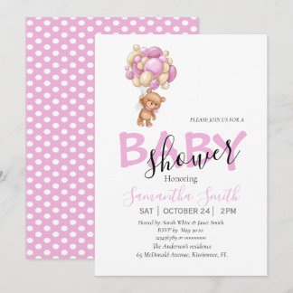 Bubblor Rosa Baby-inbjudan Meddelande