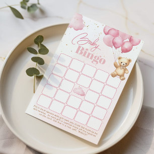 Bubblor rosa nalle-babyduschbingo-spel