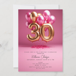 Bubblor shock rosa 30års födelsedag Party Inbjudningar