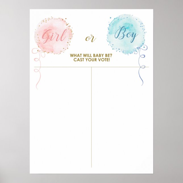 Bubblor Stopp för omröstningen, flicka eller pojke Poster (Framsidan)