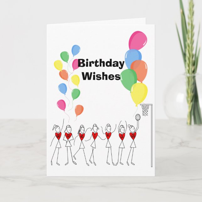 Bubblor Theme Lycklig Netball Birthday Kort (Framsida)