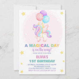 Bubblor Unicorn Birthday-inbjudan Inbjudningar