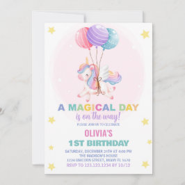 Bubblor Unicorn Birthday-inbjudan Inbjudningar