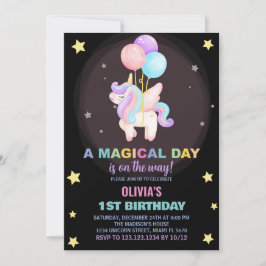 Bubblor Unicorn Birthday-inbjudan Inbjudningar