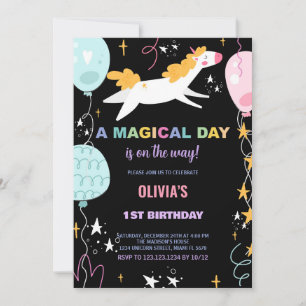 Bubblor Unicorn Birthday-inbjudan Inbjudningar