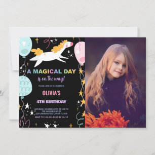 Bubblor Unicorn Birthday-inbjudningar med foto Inbjudningar