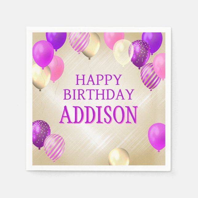 Bubblor vid Rosa Guld vid födelsedagen Pappersservett (Framsidan)