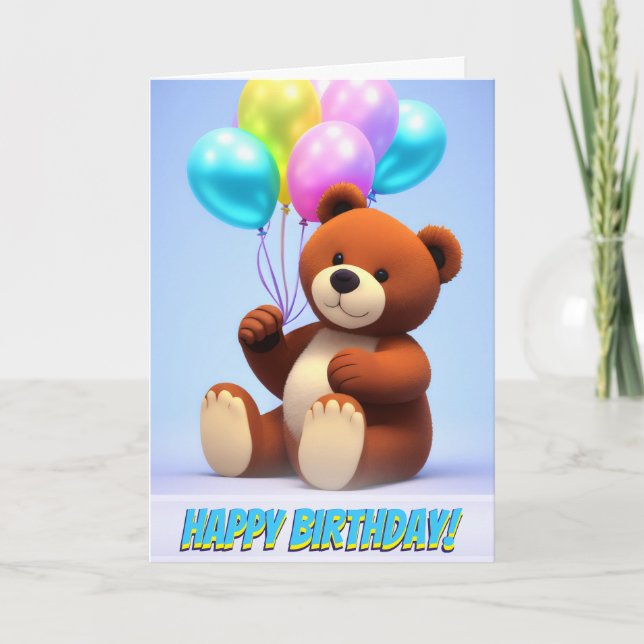 Bubblorna Cute Nalle Party på födelsedagen Kort (Framsida)