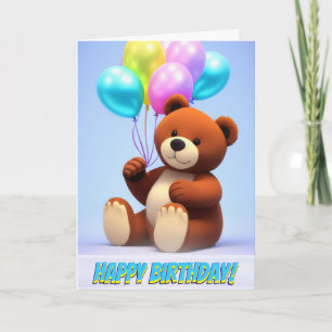 Bubblorna Cute Nalle Party på födelsedagen Kort