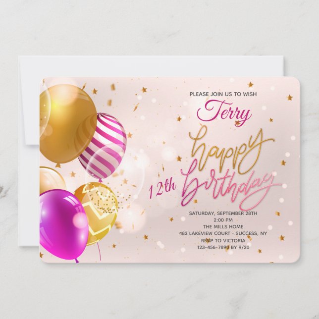 Bubblornas Rosa-inbjudan Inbjudningar (Framsida)