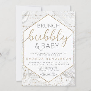 Bubbly & Baby Grå Marmor Baby Shower Inbjudan
