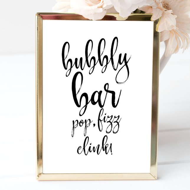 Bubbly Bar 8x10 Bröllopsskylt Poster (Skapare uppladdad)