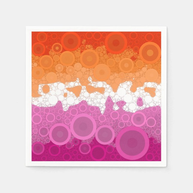Bubbly Bohemisk Groovy Abstrakt Lesbisk Prideflagg Pappersservett (Framsidan)