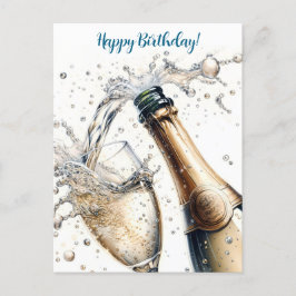 Bubbly champagne Grattis på födelsedagen Vykort