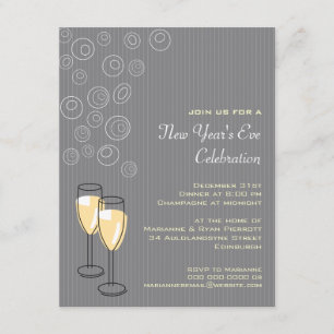 Bubbly Champagne Nyårsinbjudan Inbjudningar
