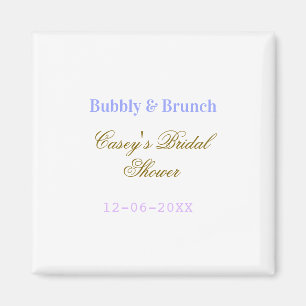 Bubbly och brunch bröllopsfest namndatum lila g magnet