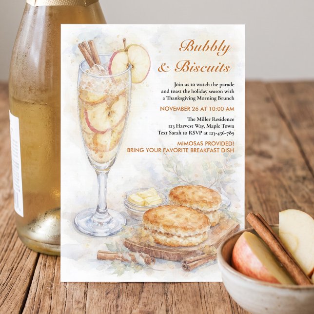 Bubbly och kakor Thanksgiving-brunch Inbjudningar (Thanksgiving Brunch Invitation by Darling & May)