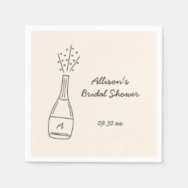 Bubbly Popping Champagne Bottle Bridal Shower Pappersservett