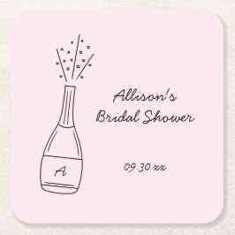 Bubbly Popping Champagne Bottle Bridal Shower Underlägg Papper Kvadrat