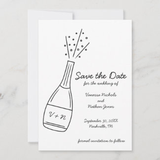 Bubbly Popping Champagne Bottle Save the Date Inbjudningar