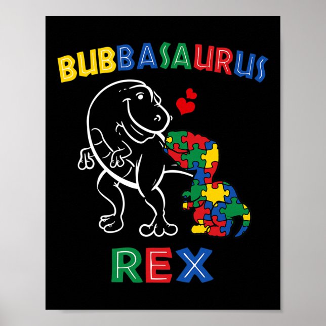 Bubbysaurus Autism Awareness Brother Dinosaur Sibl Poster (Framsidan)