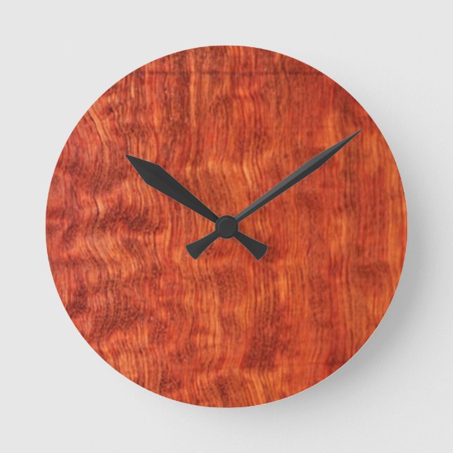 Bubinga (faux) Wood Wall Clock Rund Klocka (Framsida)