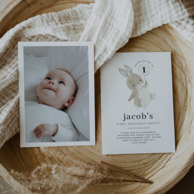 Bubit 1:a födelsedag - inbjudan till foto Vit bubb (Skapare uppladdad)