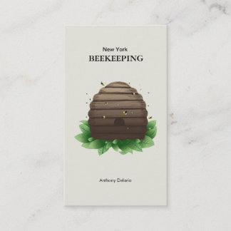 Bubiv & bin på gröna blad bruna visitkort
